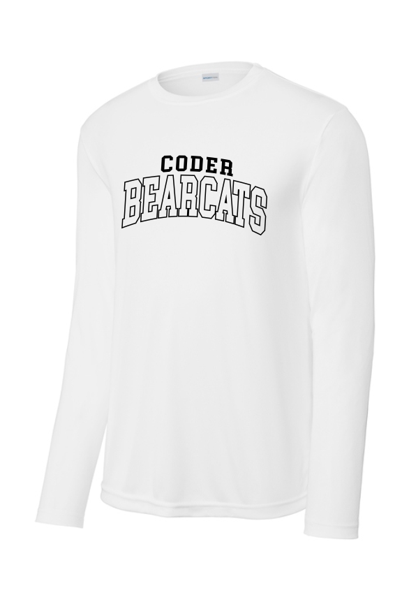 Coder Block Logo Moisture Management Long Sleeve Tee - optional logo (Coder/Bearcat)