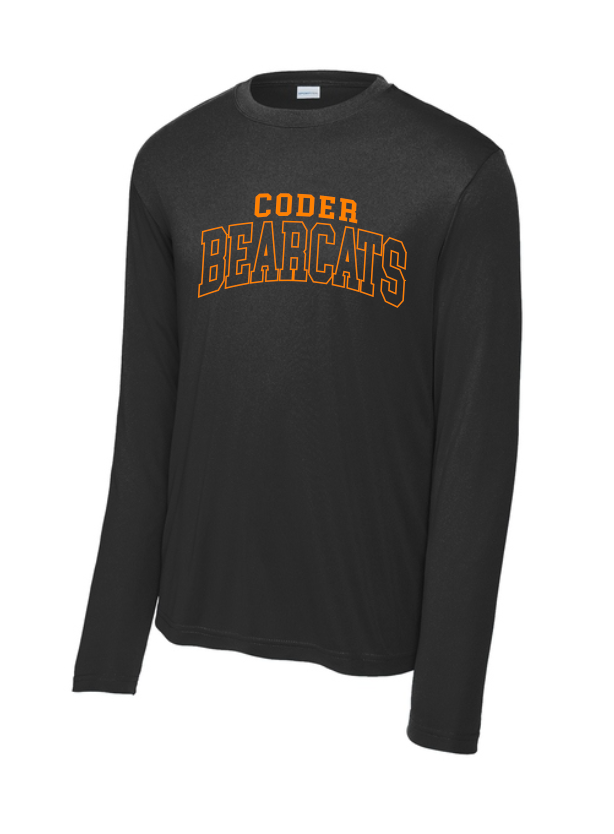 Coder Block Logo Moisture Management Long Sleeve Tee - optional logo (Coder/Bearcat)