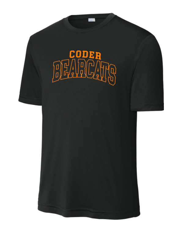 Coder Block Logo Moisture Management Short Sleeve Tee - optional logo (Coder/Bearcat)