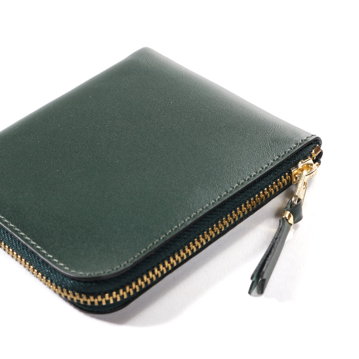 COMME DES GARCONS SA3100 CLASSIC LEATHER ZIP WALLET BOTTLE GREEN