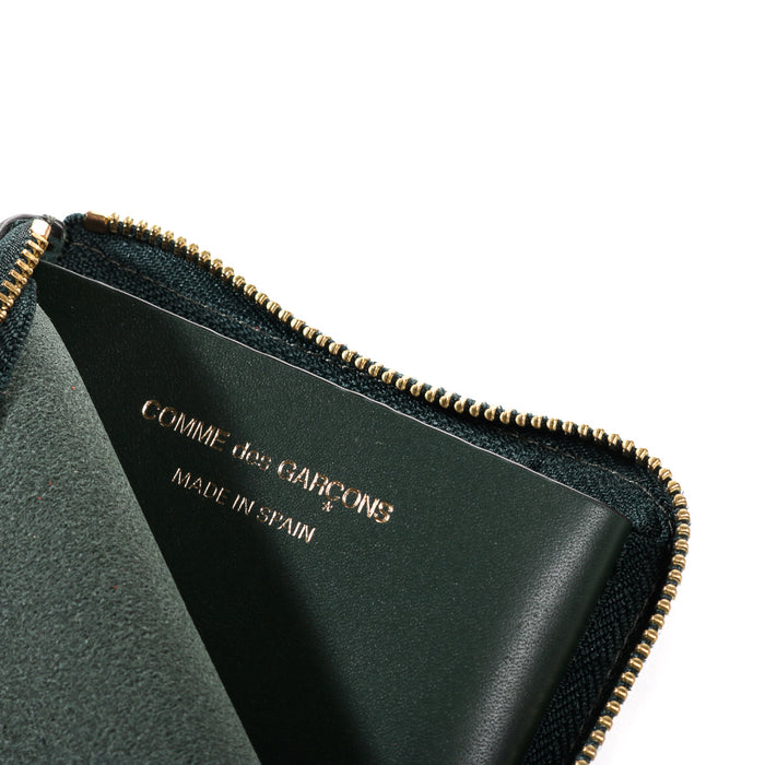 COMME DES GARCONS SA3100 CLASSIC LEATHER ZIP WALLET BOTTLE GREEN