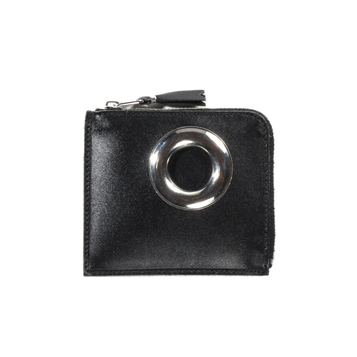 COMME DES GARCONS SA3100 SILVER EYELET ZIP WALLET BLACK
