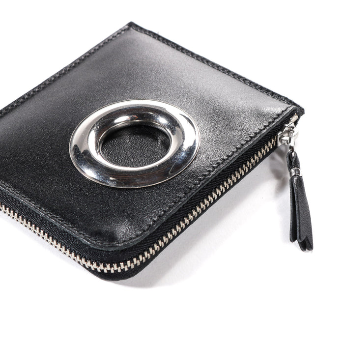 COMME DES GARCONS SA3100 SILVER EYELET ZIP WALLET BLACK