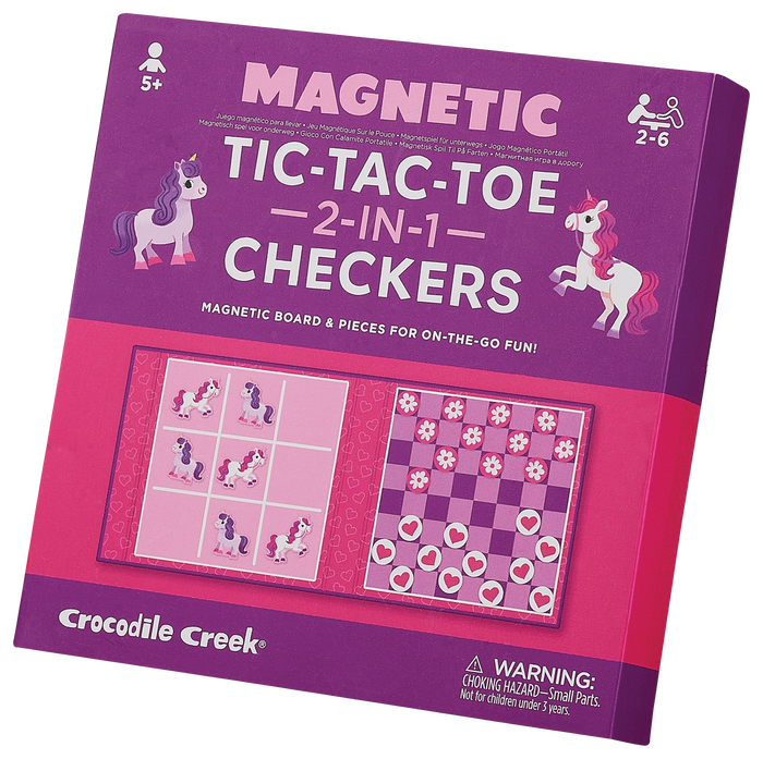 Crocodile Creek: Magnetic Games/Tic Tac Toe & Checkers - Unicorn