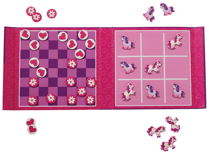 Crocodile Creek: Magnetic Games/Tic Tac Toe & Checkers - Unicorn