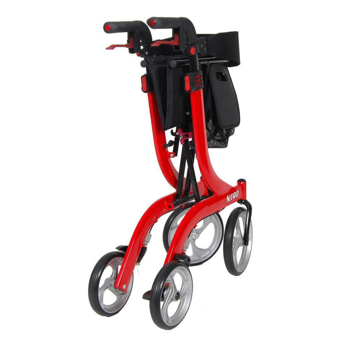 Drive Nitro Aluminum 4 Wheel Rollator, Red, 10" Casters - RTL10266 - LL Medico