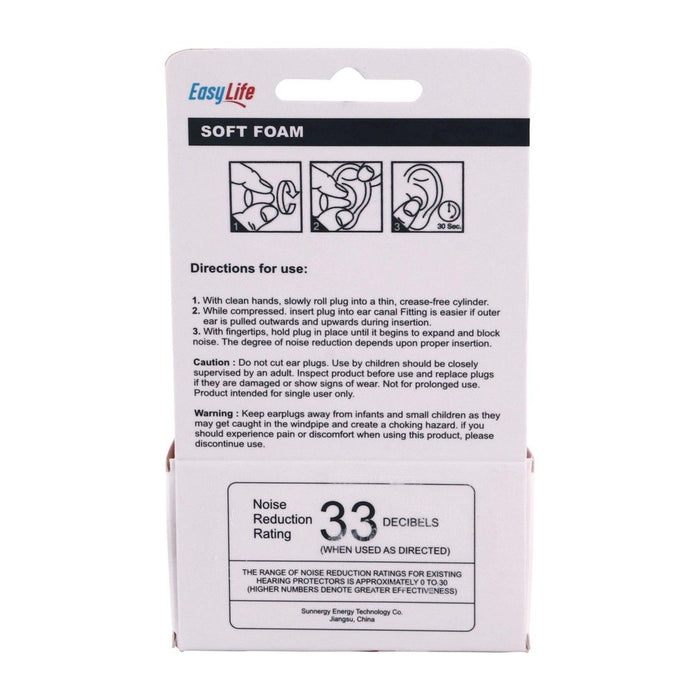Easy Life Soft Foam Ear Plugs with Case NRR 33, 1 Pair - Makkah Pharmacy