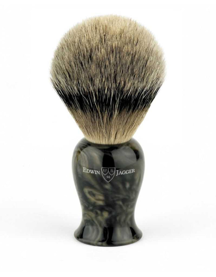 Black marble Edwin Jagger shaving brush with badger bristles