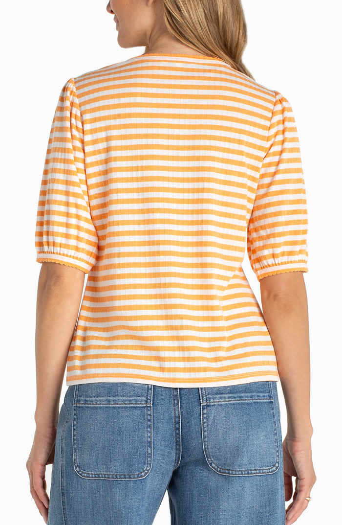 Elbow Sleeve Henley Knit Top