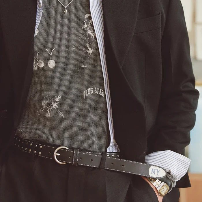 Ellis Silver Studded NY Belt