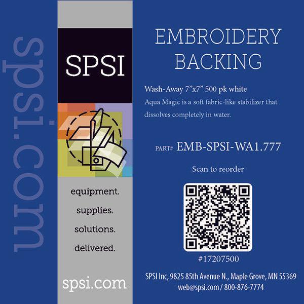 Embroidery Washaway Dissolvable 1.75oz Non-Woven - 7" x 7" 500ct (#1720)