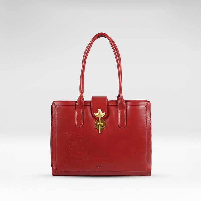 Enchanted 02 Red Leather Tote Bag