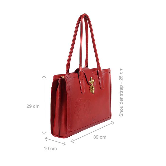 Enchanted 02 Red Leather Tote Bag