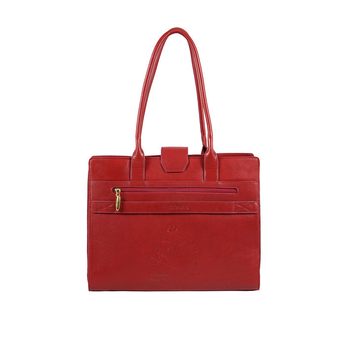 Enchanted 02 Red Leather Tote Bag