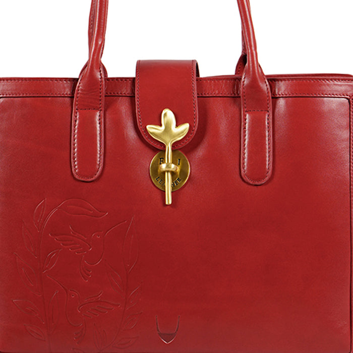 Enchanted 02 Red Leather Tote Bag