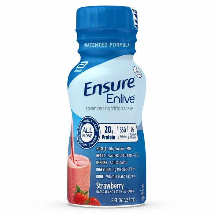 Ensure Enlive Strawberry, 8 oz Bottle, CS/24 - 64281-Case - LL Medico