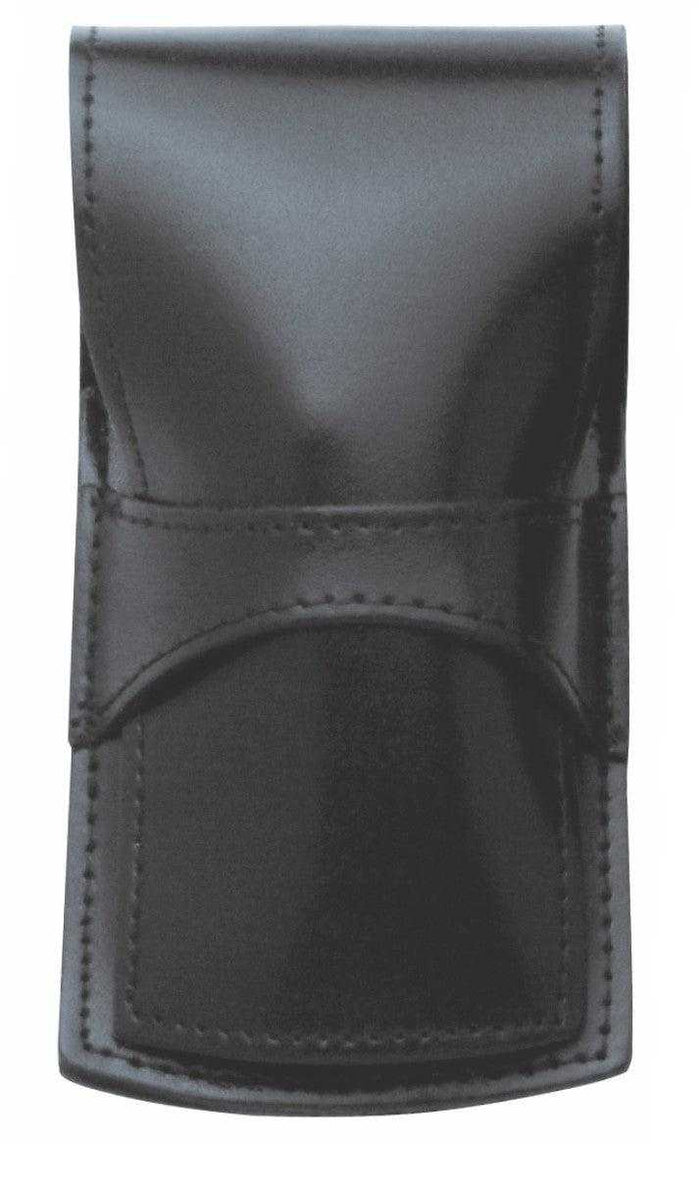 Black leather case for manicure tools with storage pocket