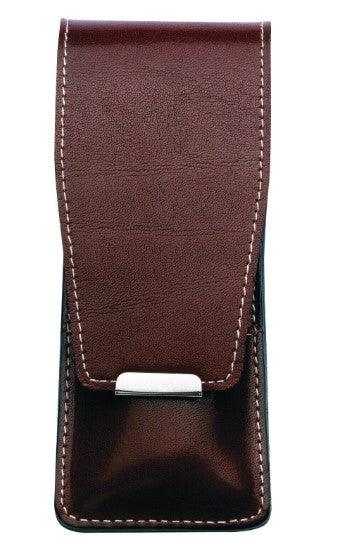 Closed brown leather manicure set case