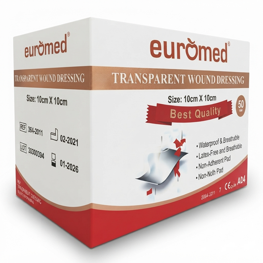 Euromed Transparent Wound Dressing – Self-Adhesive Film 10x10cm, Gauze & Wound Dressings