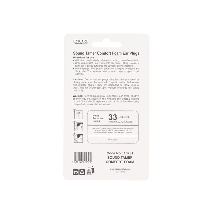Ezycare Sound Tamer Comfort Foam Ear Plugs 8 Pieces - Makkah Pharmacy
