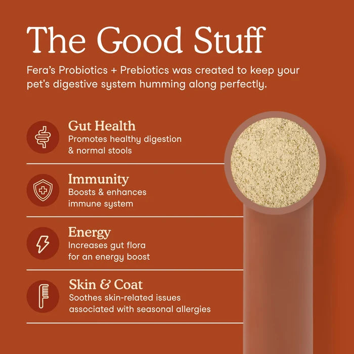 Fera Pets-USDA Organic Probiotics with Prebiotics Powder Dog Supplement