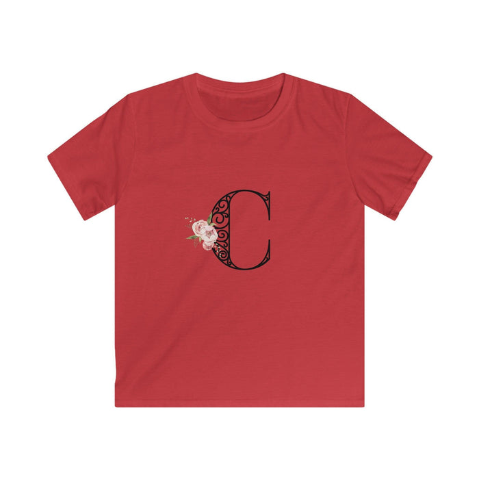 Floral Letters: Letter C - Kids Softstyle Tee - Whippie's
