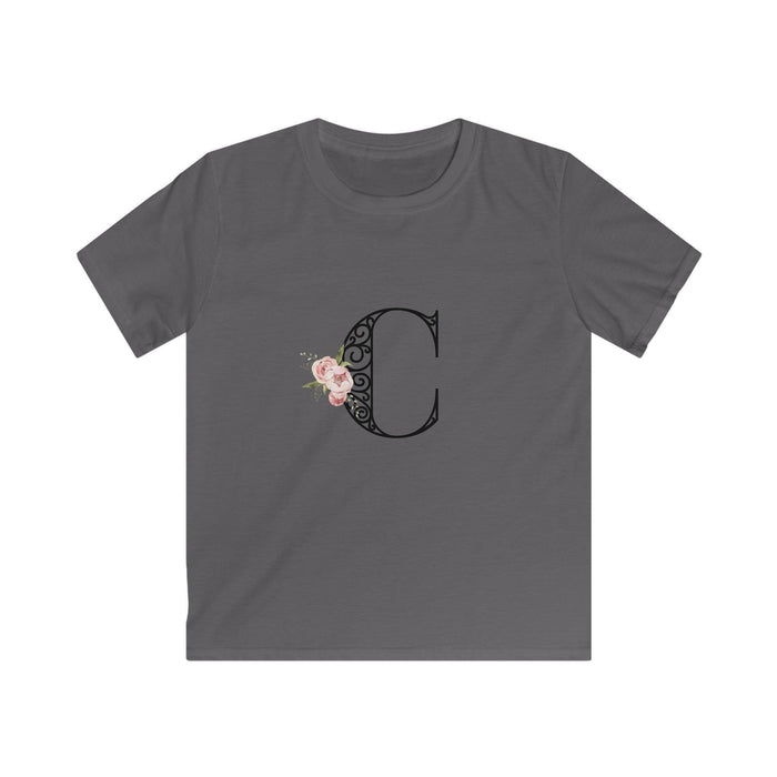 Floral Letters: Letter C - Kids Softstyle Tee - Whippie's