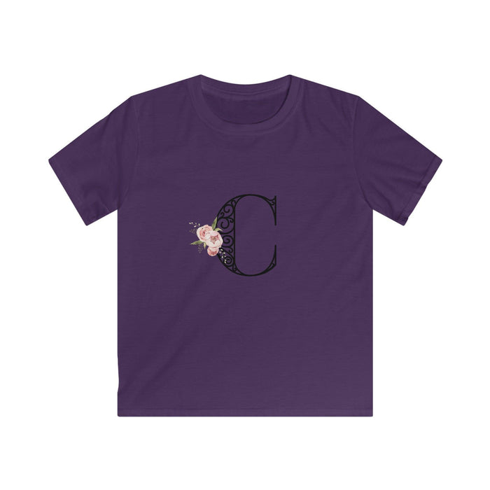 Floral Letters: Letter C - Kids Softstyle Tee - Whippie's