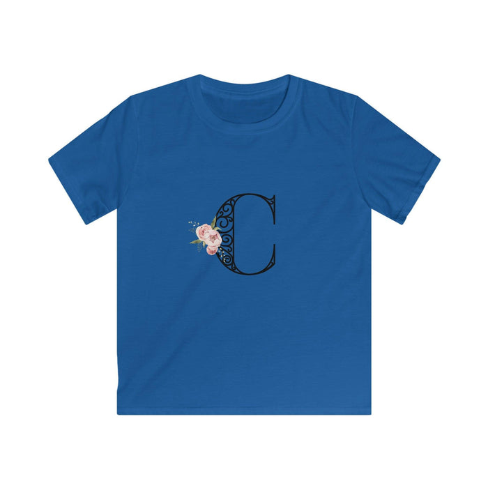 Floral Letters: Letter C - Kids Softstyle Tee - Whippie's