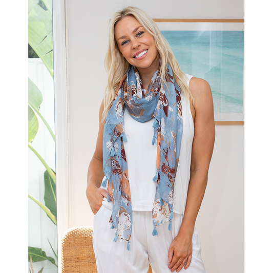 Freez Print Scarf  Blue Floral