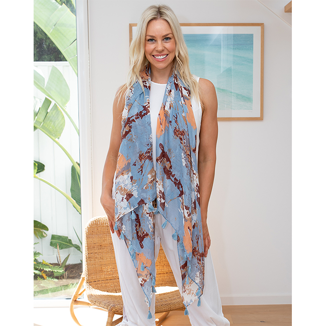 Freez Print Scarf  Blue Floral