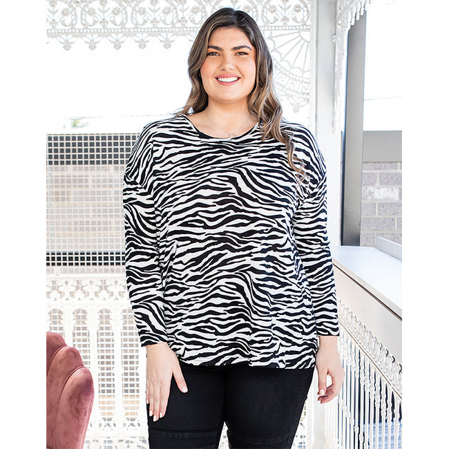 Freez Zebra Print Slouch Top