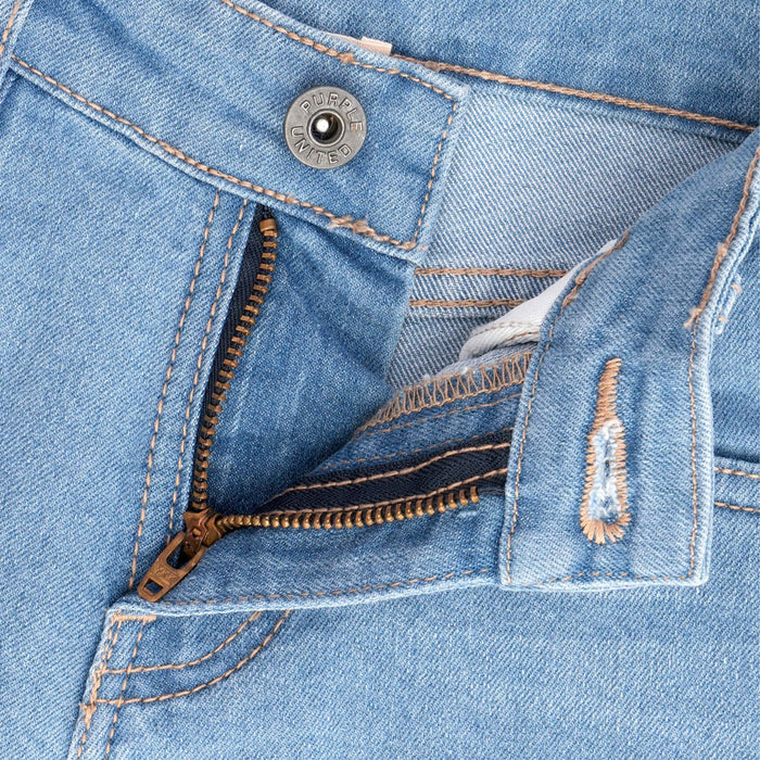 Girls Light Blue Wide Leg Denim Jeans with Floral Embroidery Detail