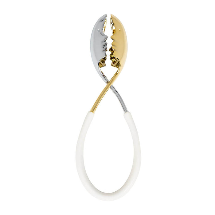 Gold/Silver Kiss White Salad Tongs
