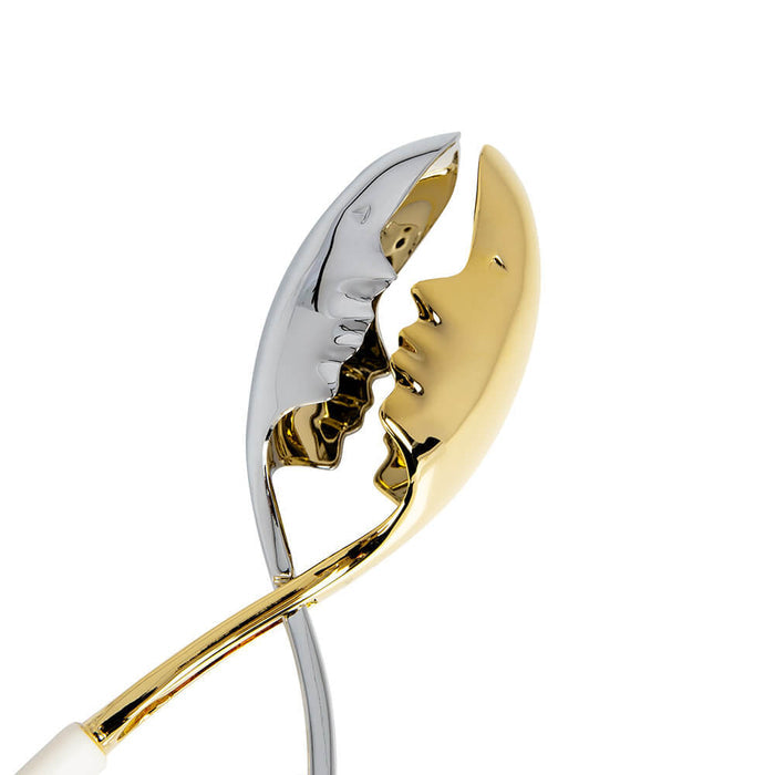 Gold/Silver Kiss White Salad Tongs