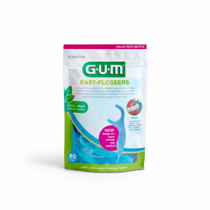 GUM Easy Flossers - Ergonomic Dental Floss Picks -  Pack of 90, Dental Floss