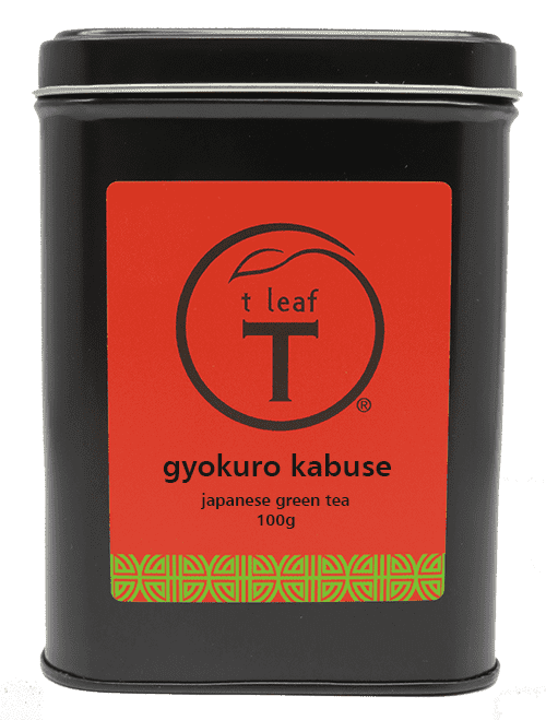 Gyokuro kabuse 100g + tin side view | loose leaf tea New Zealand | t leaf T