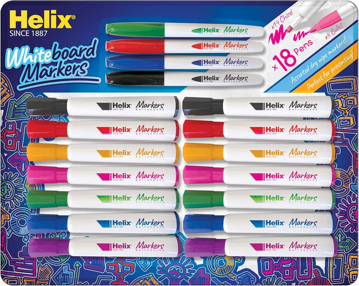 Helix Whiteboard Marker X 18 Assorted - Office R Us Lagos