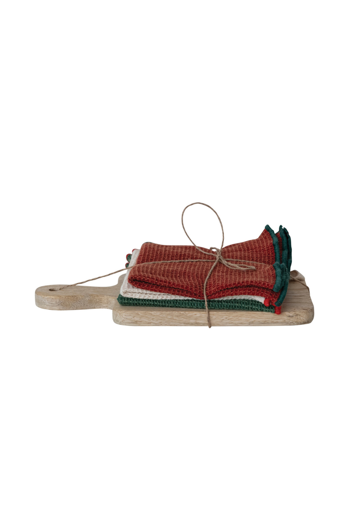 Creative-Co-op-Holiday-Stitched-Edge-Waffle-Weave-Dish-Cloths-Serving-Board-Set