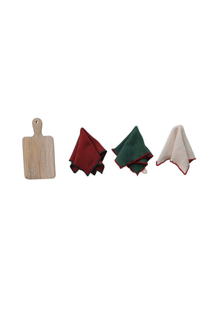 Creative-Co-op-Holiday-Stitched-Edge-Waffle-Weave-Dish-Cloths-Serving-Board-Set