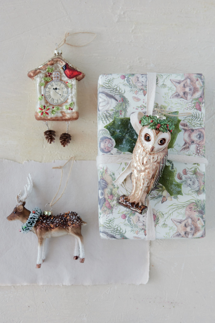 Creative-Co-op-Holly-Crown-Owl-Glass-Ornament