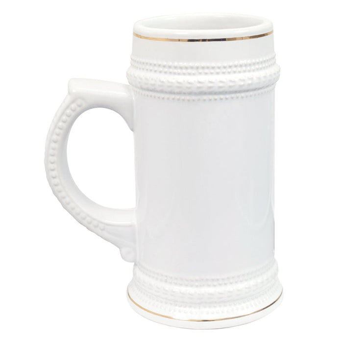 HPN ORCA Premium 22 oz. Sublimation Ceramic Beer Stein with Gold Trim - 18 per Case - HeatPressNation