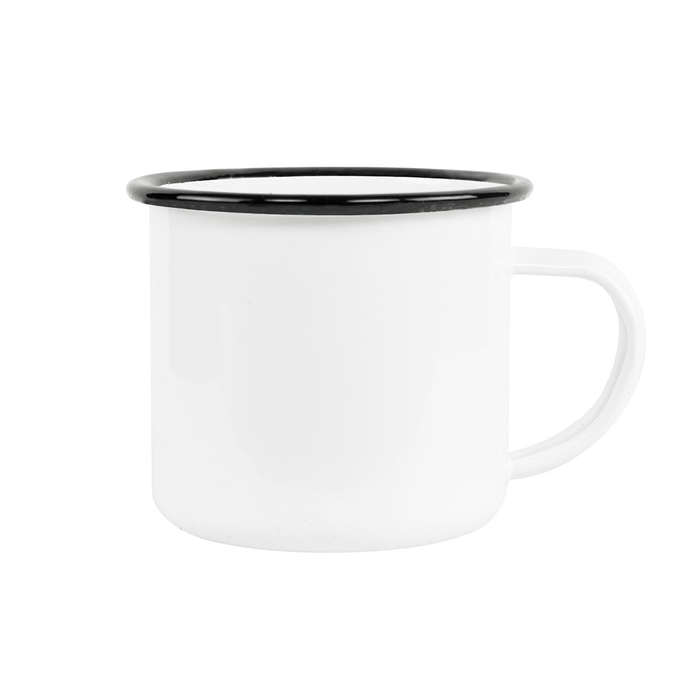 HPN SubliCraft 12 oz. Sublimation Fine Enamel Mug with Black Rim - 48 per Case - HeatPressNation