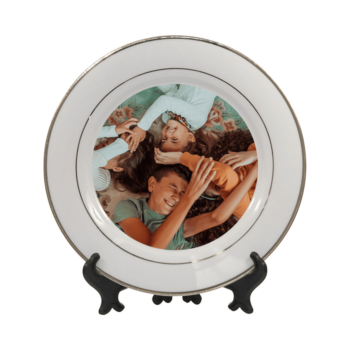 HPN SubliCraft 8" Sublimation Ceramic Plate with Gold Trim - 36 per Case - HeatPressNation