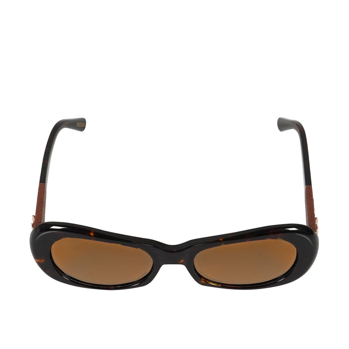 Hydra Women's Brown Retro Oval Sunglasses