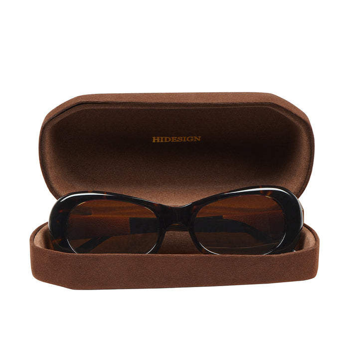 Hydra Women's Brown Retro Oval Sunglasses