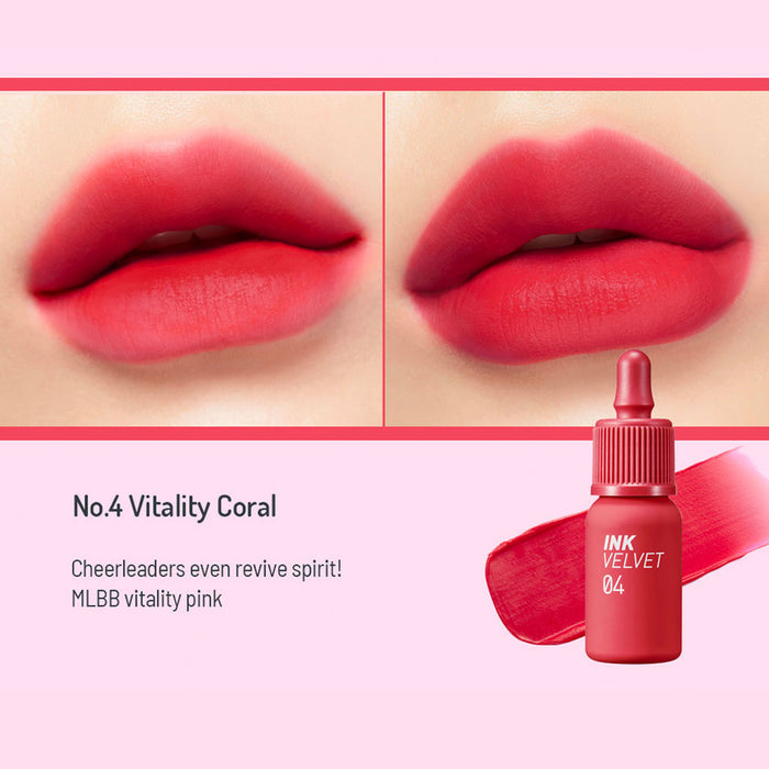 Peripera Ink Velvet Lip Tint #4 VITALITY CORAL Nudie Glow Australia