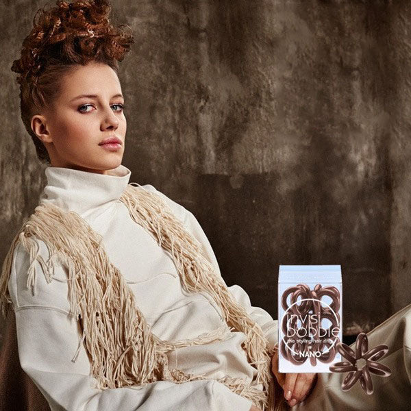 INVISIBOBBLE Nano Pretzel Brown Hair Styling Ring with Strong Grip-Pack of 3