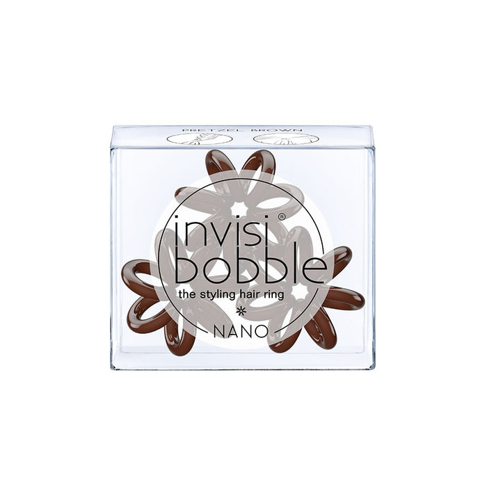 INVISIBOBBLE Nano Pretzel Brown Hair Styling Ring with Strong Grip-Pack of 3