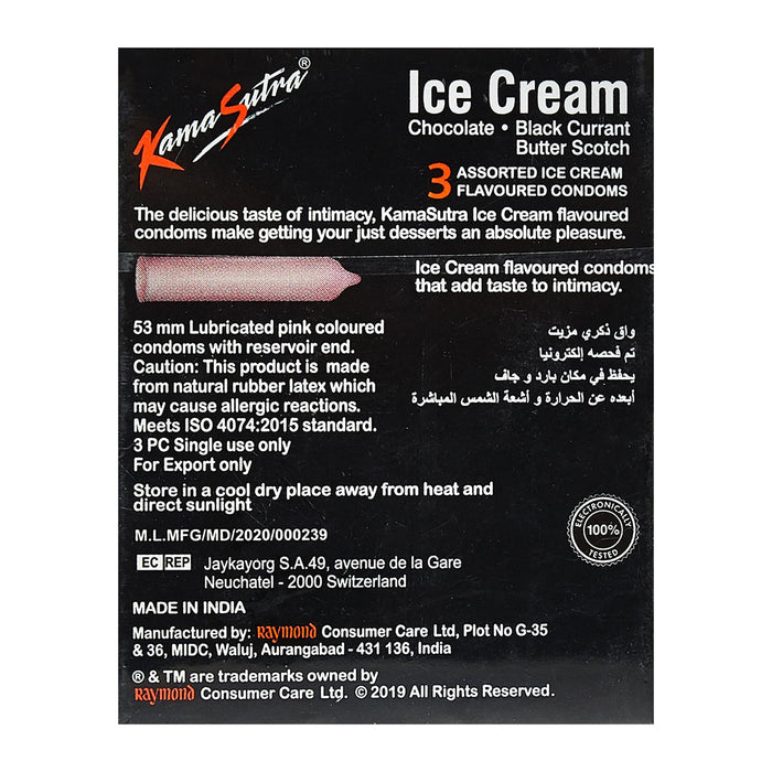 KamaSutra Ice Cream Flavoured Condoms – Pack of 3, Condoms